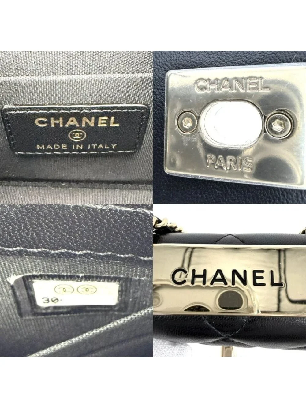 Chanel Shoulder Bag Crossbody CC Logo Quilted Chain Lambskin Black Gold Vintage